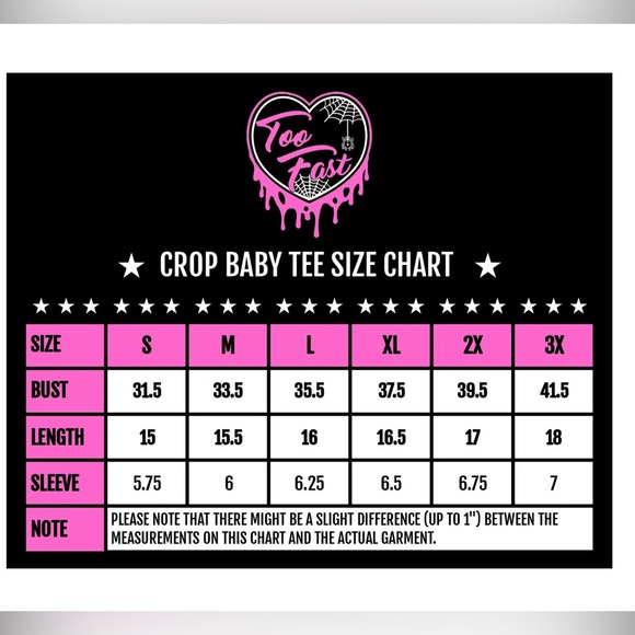 Too Fast Daddy’s Little Ghoul Crop Baby tee NWT - Picture 5 of 5